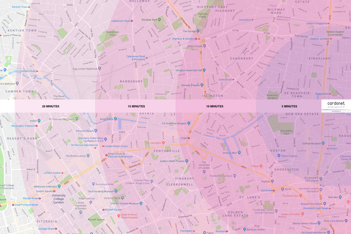 IT Support Map for N1 Islington and Camden, London