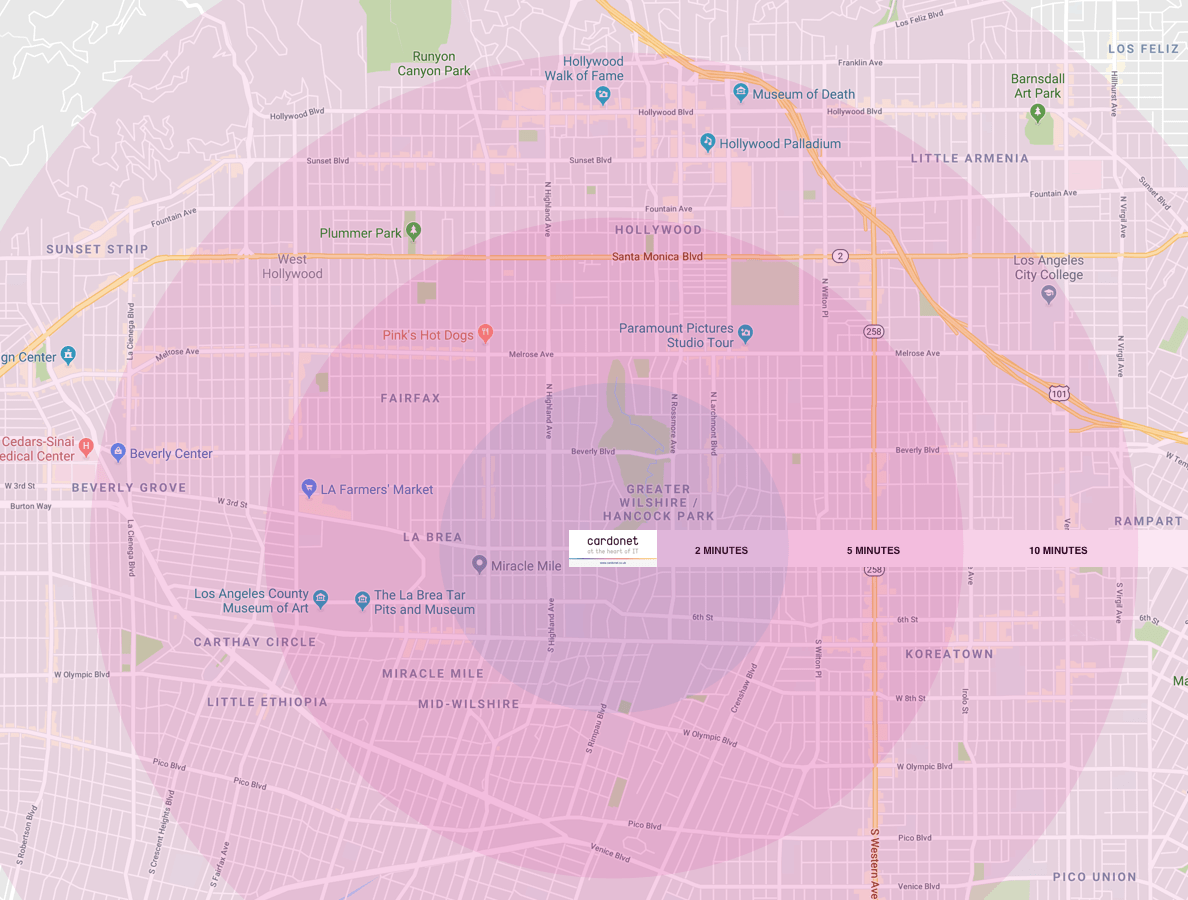 IT Support Map for Hollywood, California